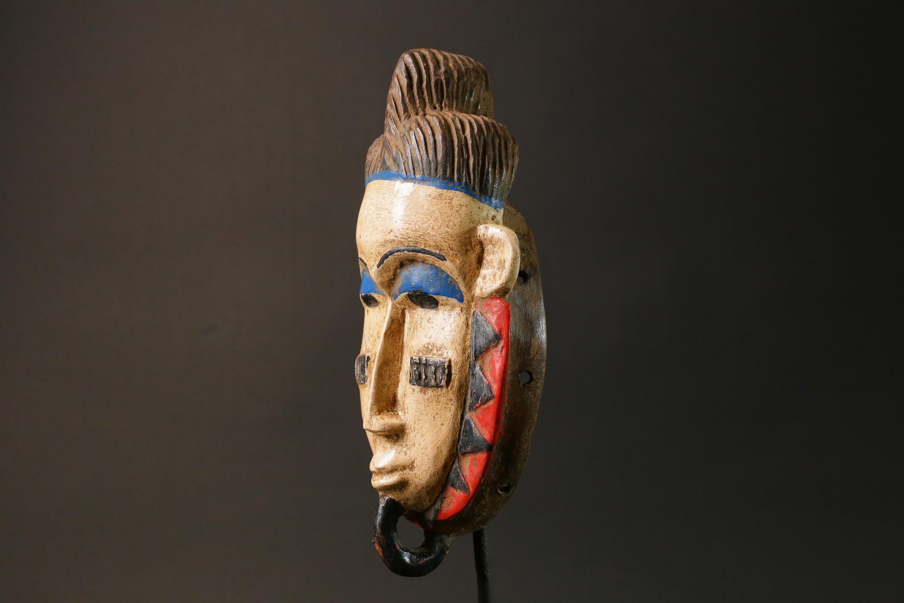 African Mask Hand Carved Guro Tribe Gu Female Face Mask Home Décor Wall Hanging-G2911