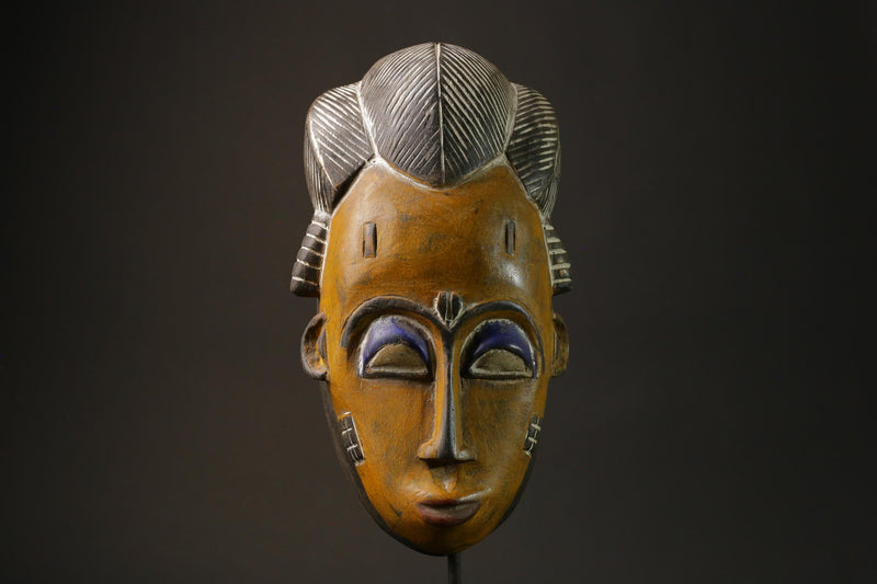 African wood mask antiques Traditional Guru Tribe Yellow Masks for wall-7351