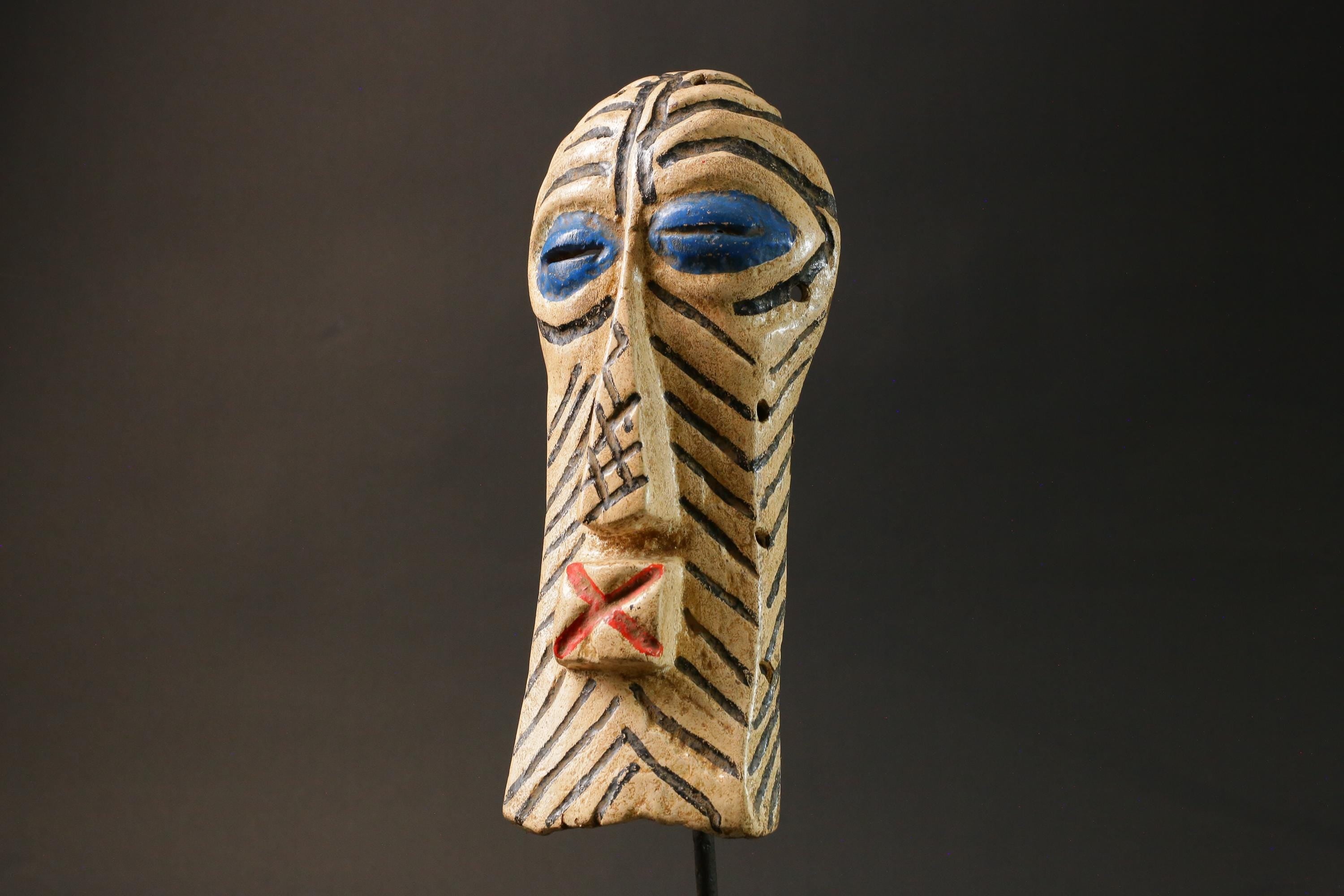 African Tribal Wood masks songye kifwebe carved wooden mask -G2922