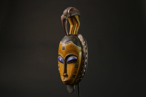 African Mask Traditional Guru Tribe In Natural Yellow Color Masks for wall-7342