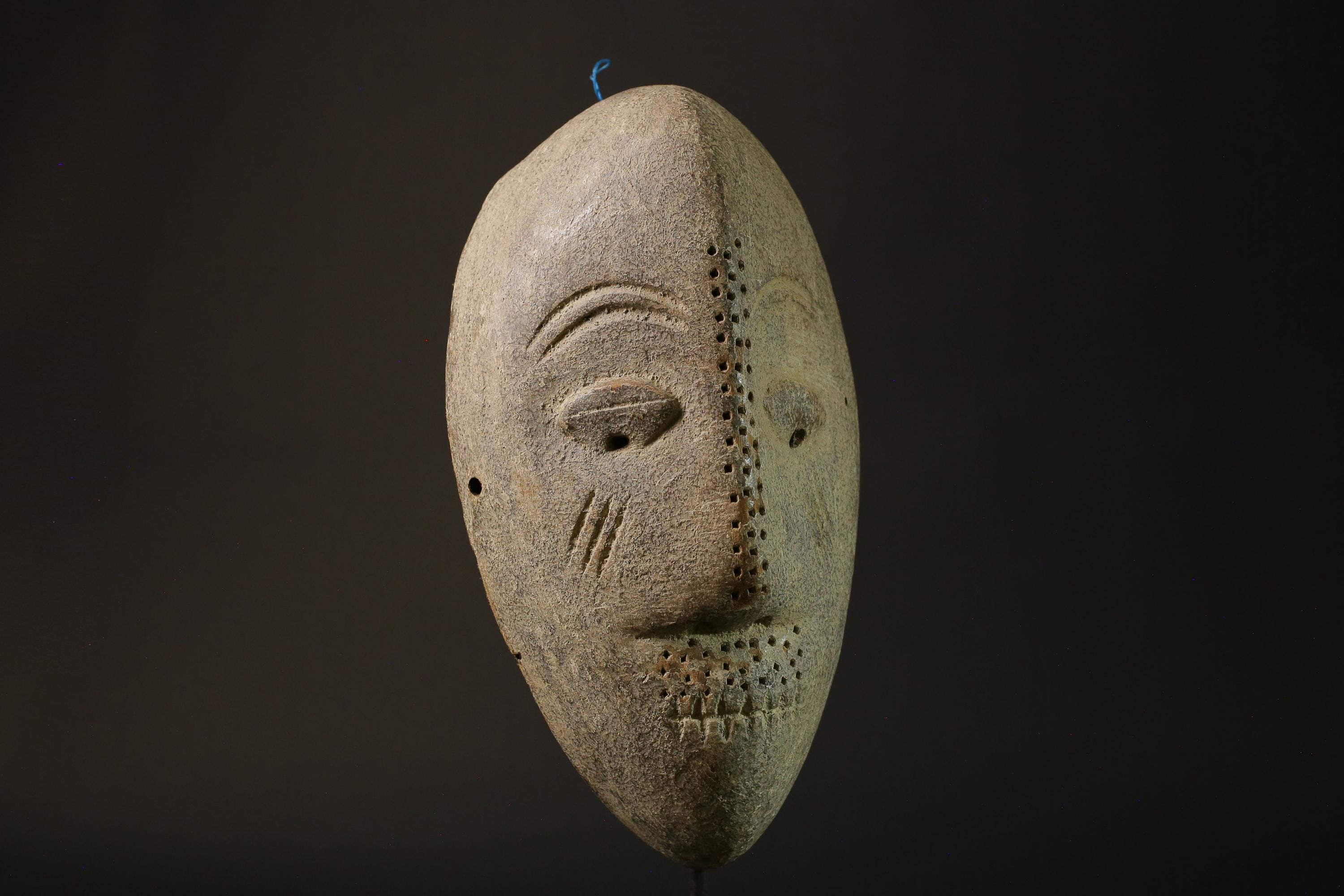 African Mask Hand Carved Wooden Wall Decor Tribe Art Vintage Lega Mask-7335