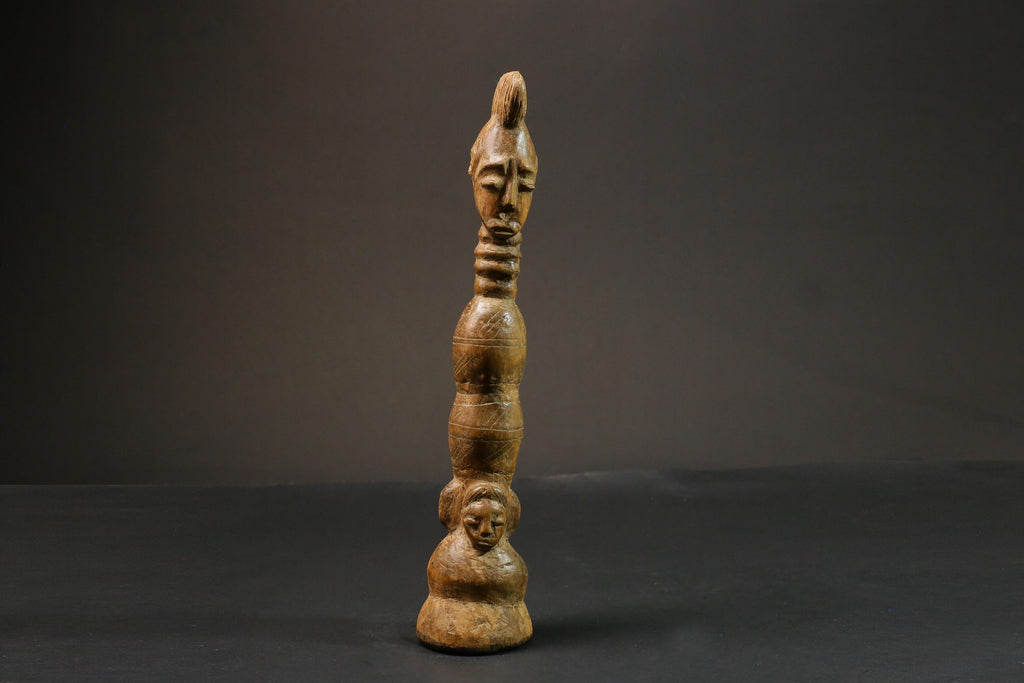 African statue wooden vintage Mahongwe Figure Gabon African Face Guardian Statue-9000