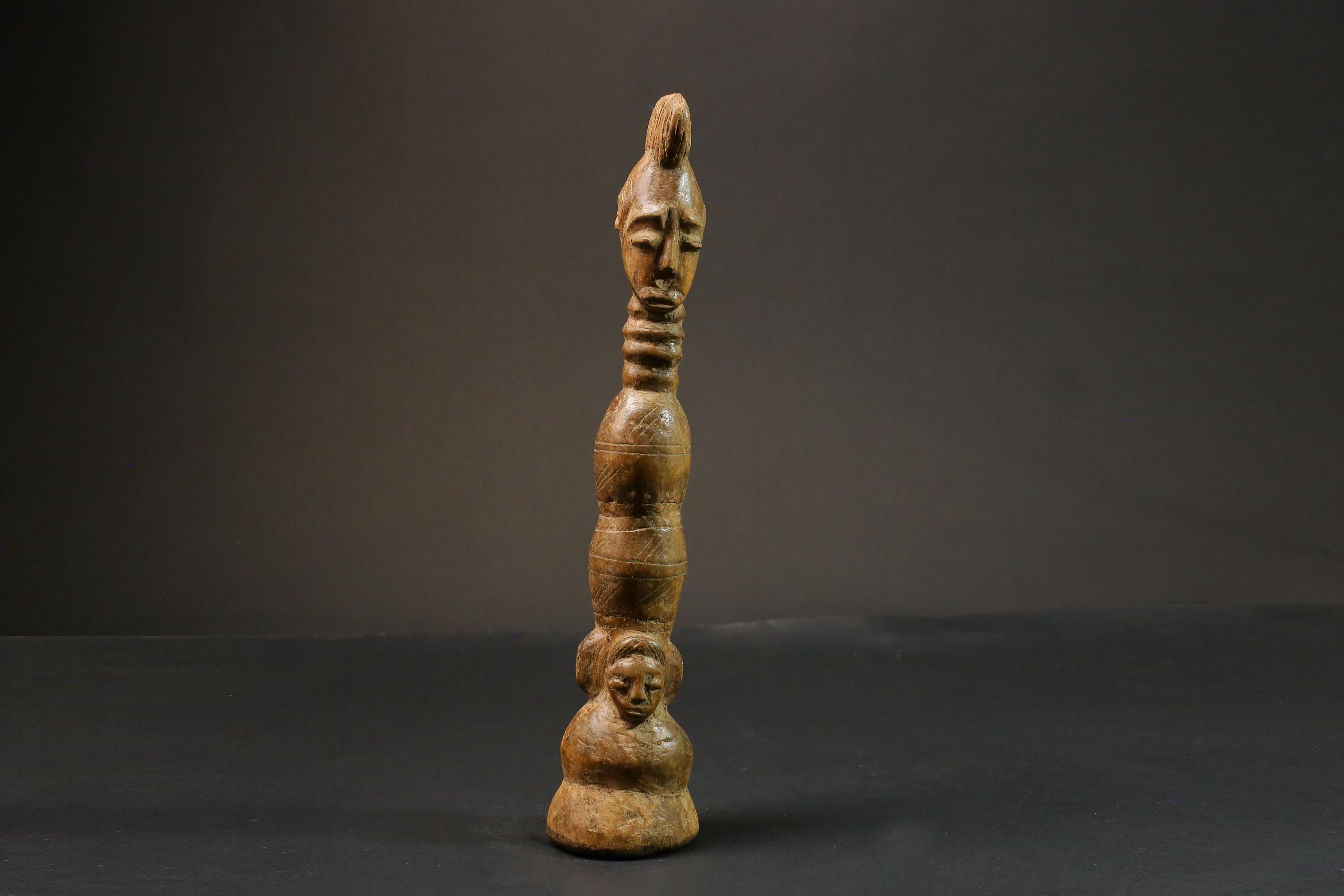 African statue wooden vintage Mahongwe Figure Gabon African Face Guardian Statue-9000