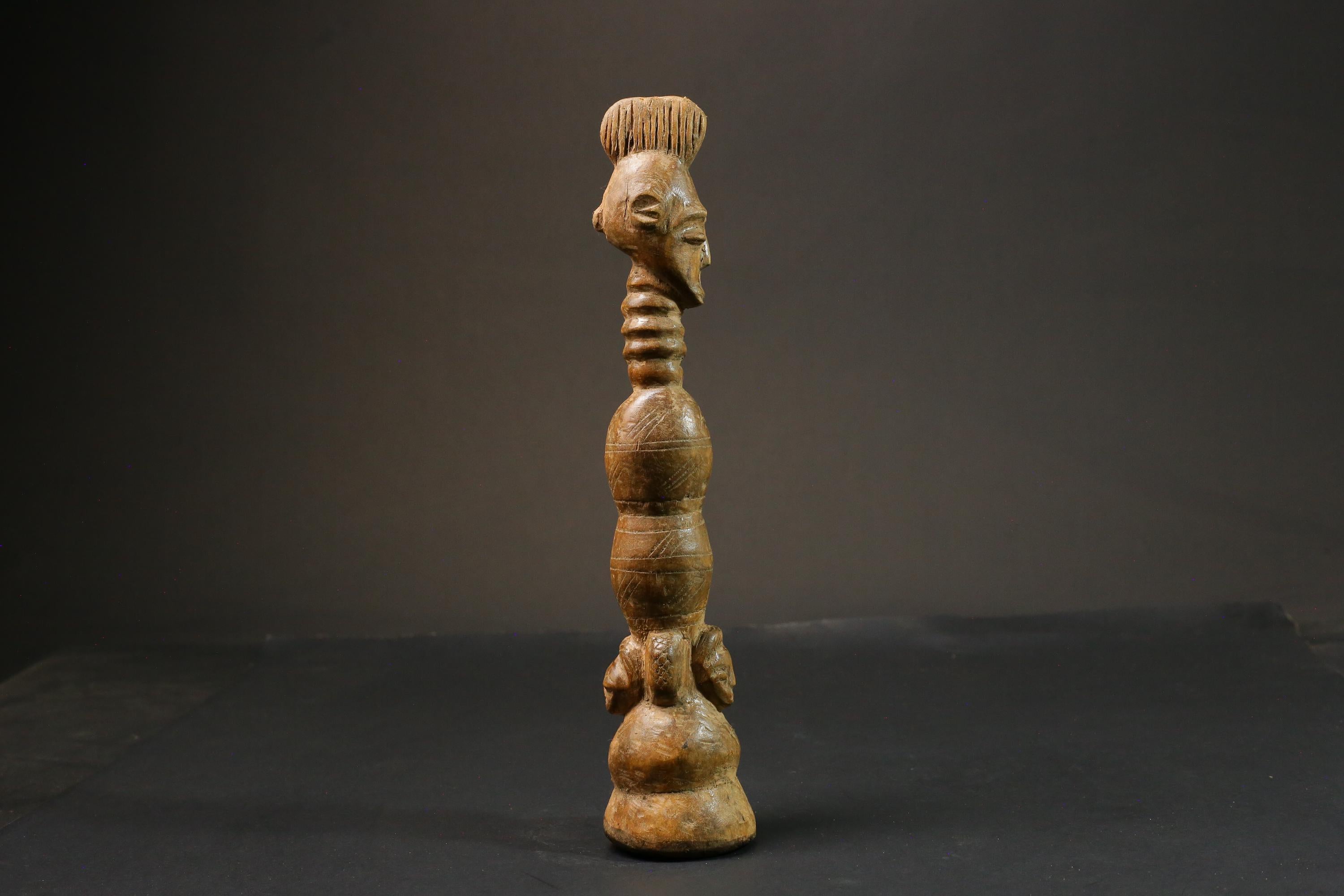African statue wooden vintage Mahongwe Figure Gabon African Face Guardian Statue-9000