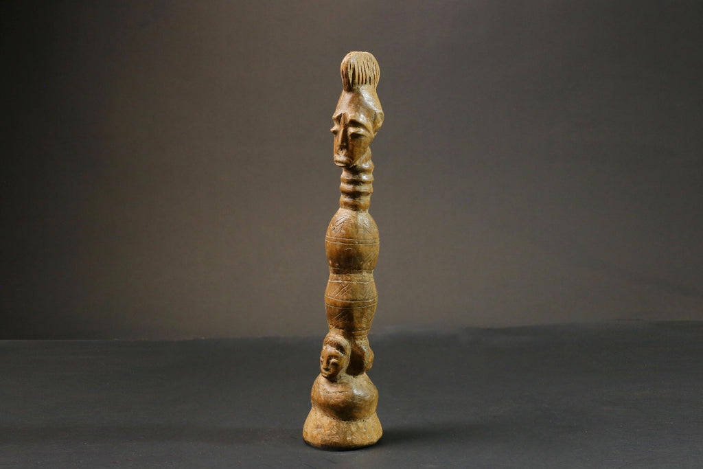 African statue wooden vintage Mahongwe Figure Gabon African Face Guardian Statue-9000