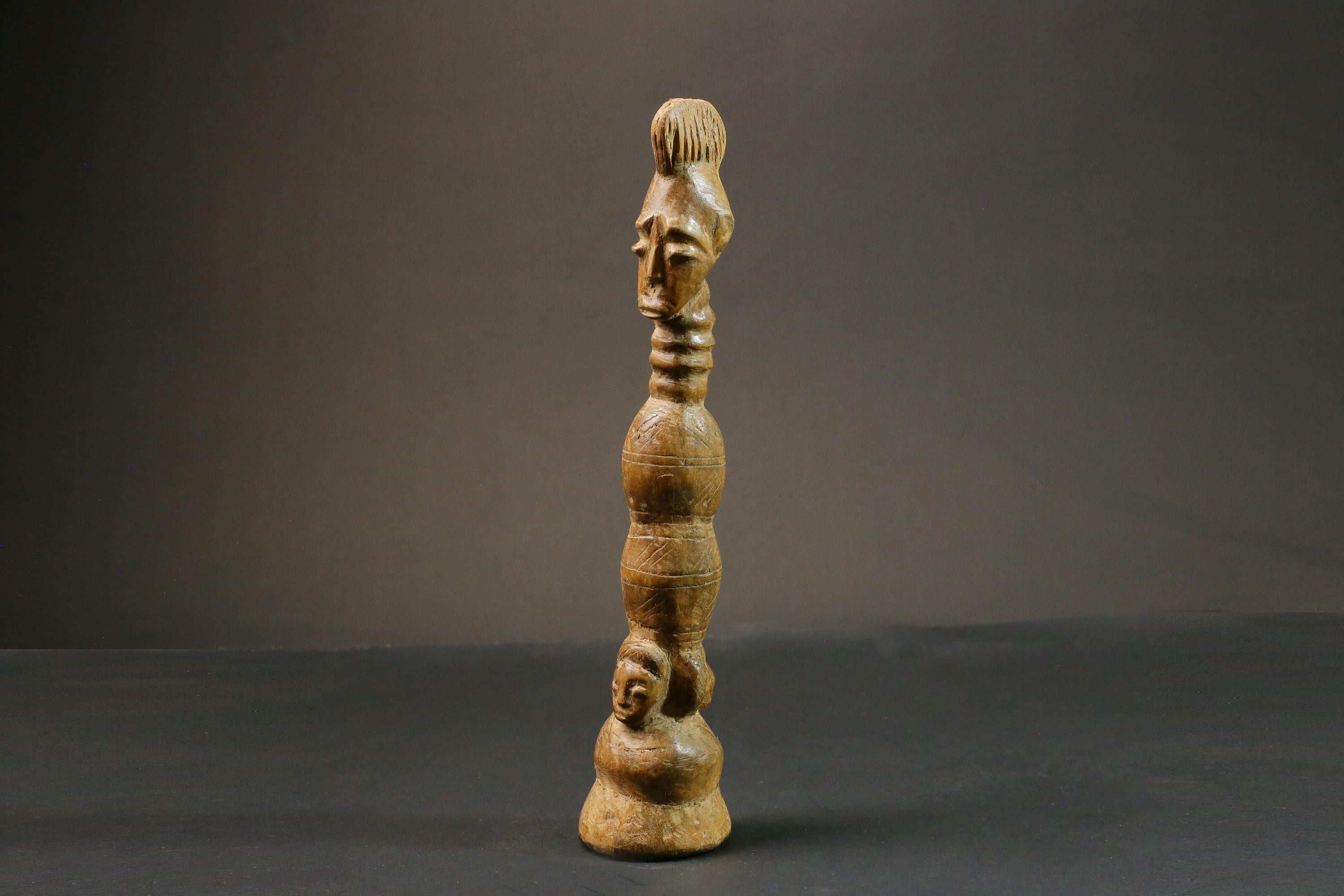 African statue wooden vintage Mahongwe Figure Gabon African Face Guardian Statue-9000