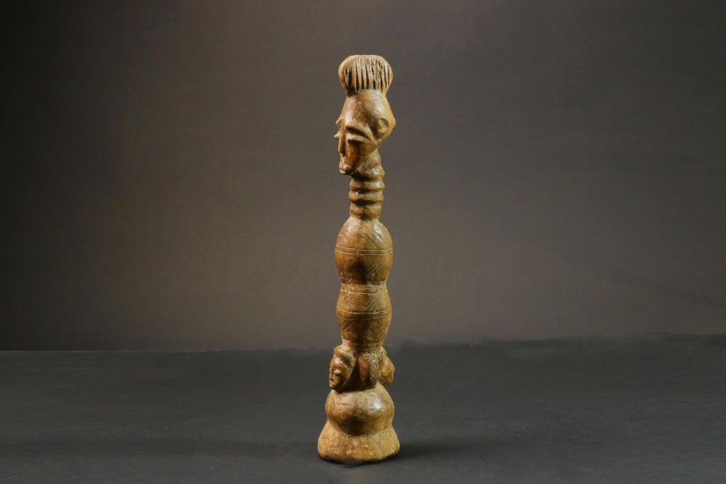 African statue wooden vintage Mahongwe Figure Gabon African Face Guardian Statue-9000