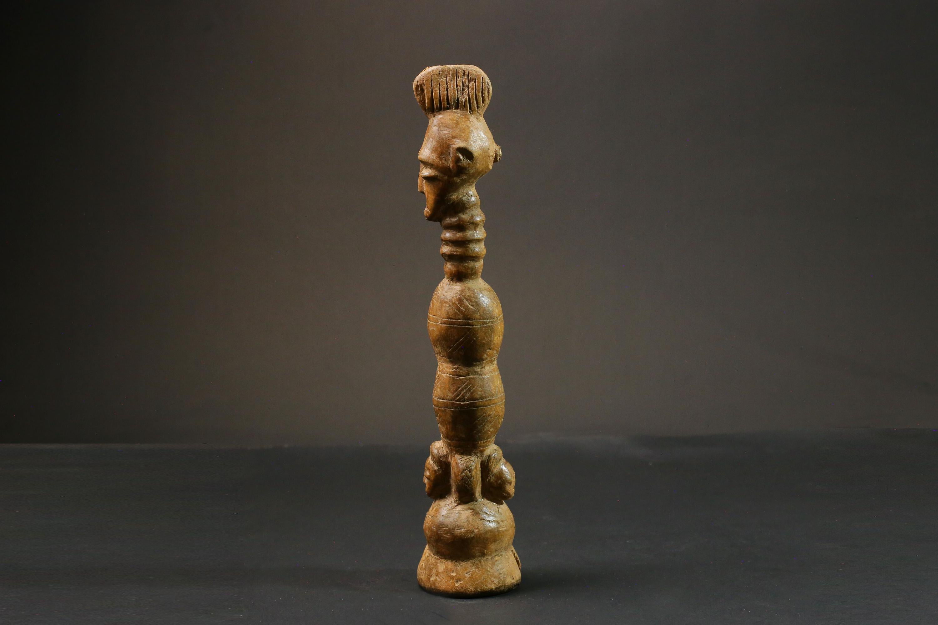 African statue wooden vintage Mahongwe Figure Gabon African Face Guardian Statue-9000