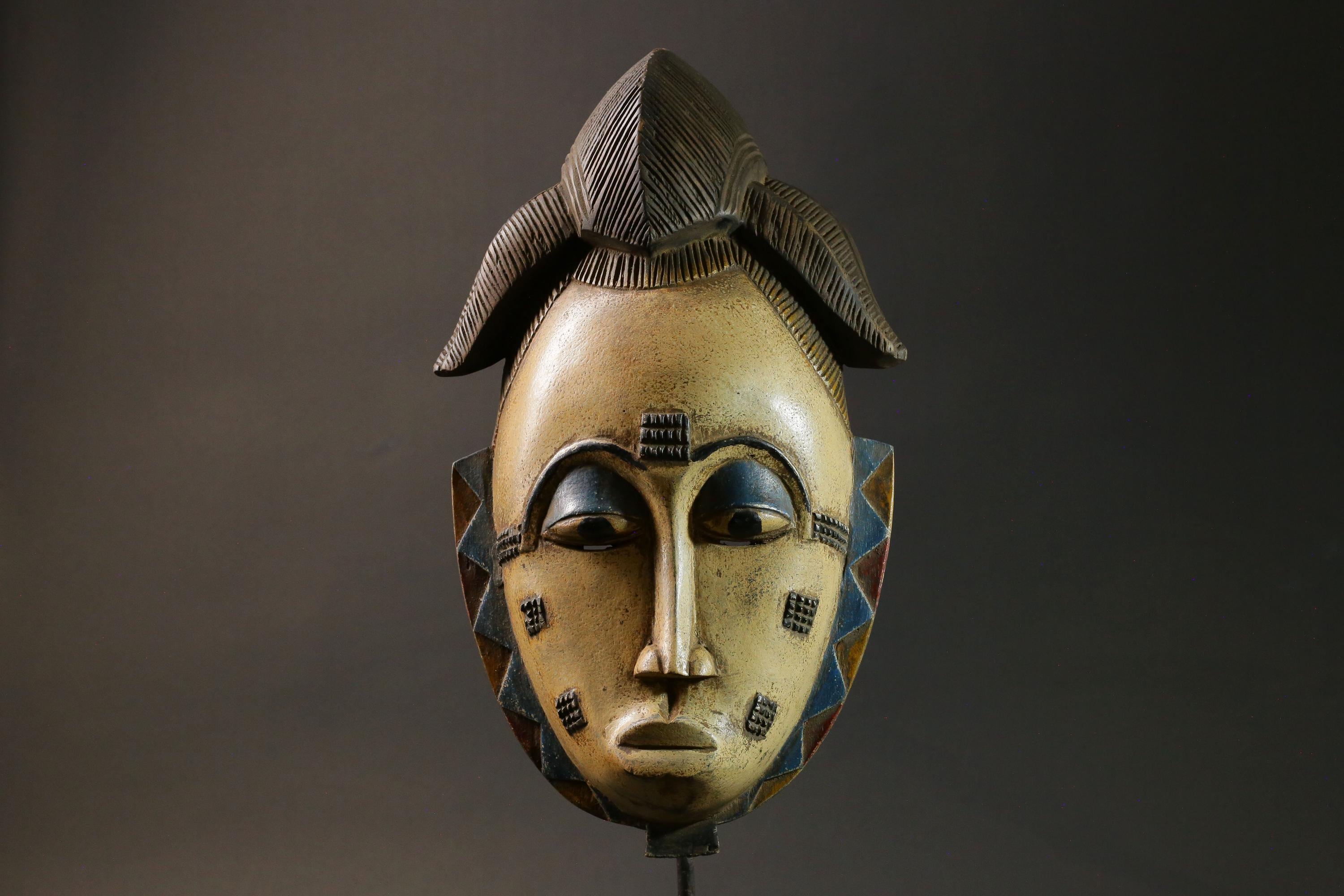 African wood mask antiques Tribal African Art Face Mask African Guro Baule Masks for wall-8989