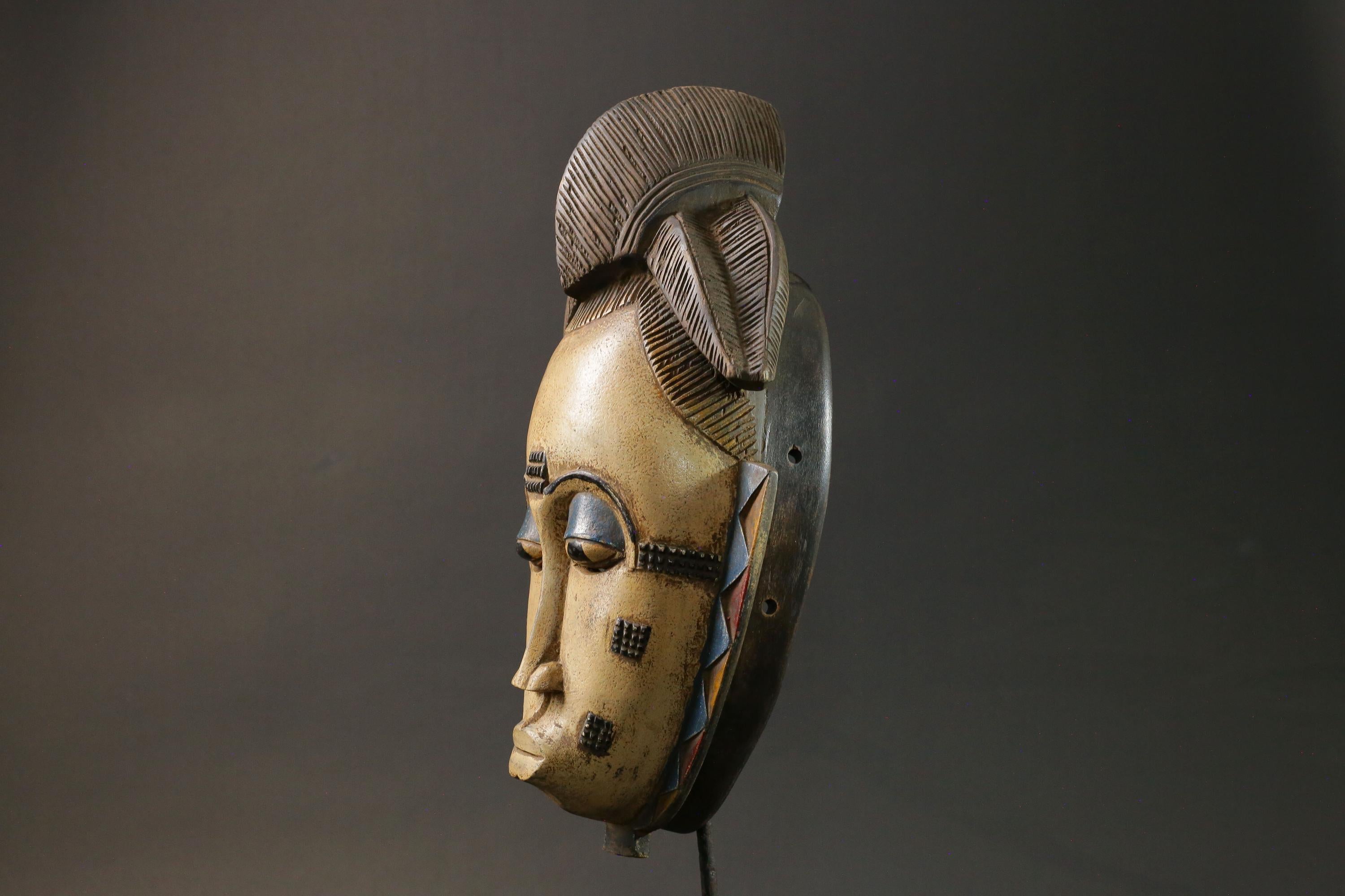African wood mask antiques Tribal African Art Face Mask African Guro Baule Masks for wall-8989