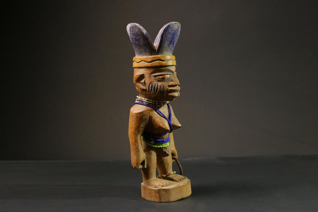 African statue Yourba Figures Peoples Nigeria Sculpture Tribal Handmade-7648