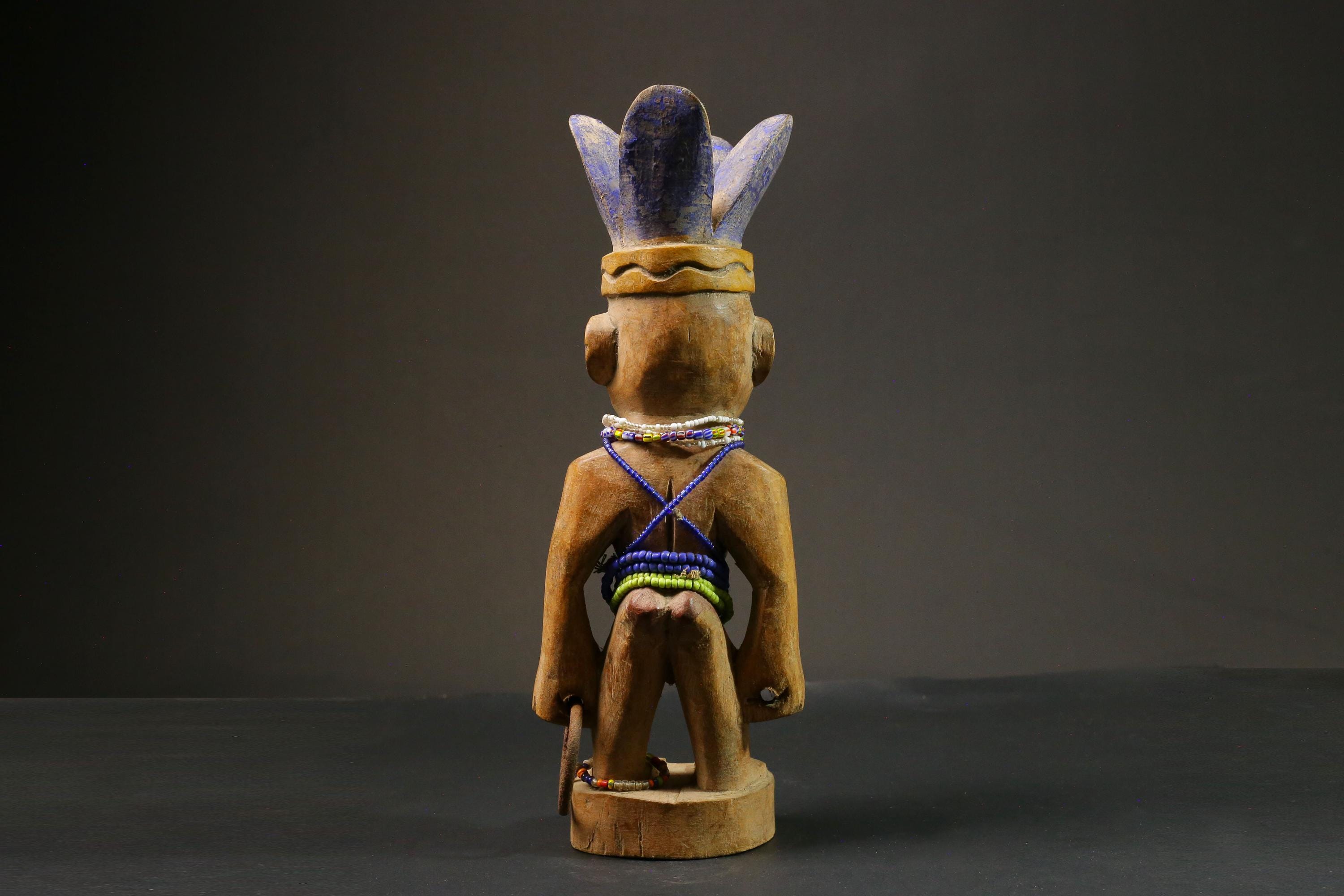 African statue Yourba Figures Peoples Nigeria Sculpture Tribal Handmade-7648