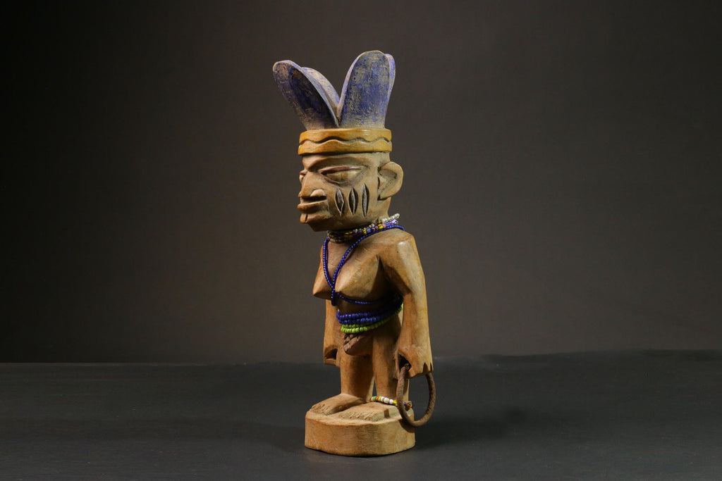 African statue Yourba Figures Peoples Nigeria Sculpture Tribal Handmade-7648