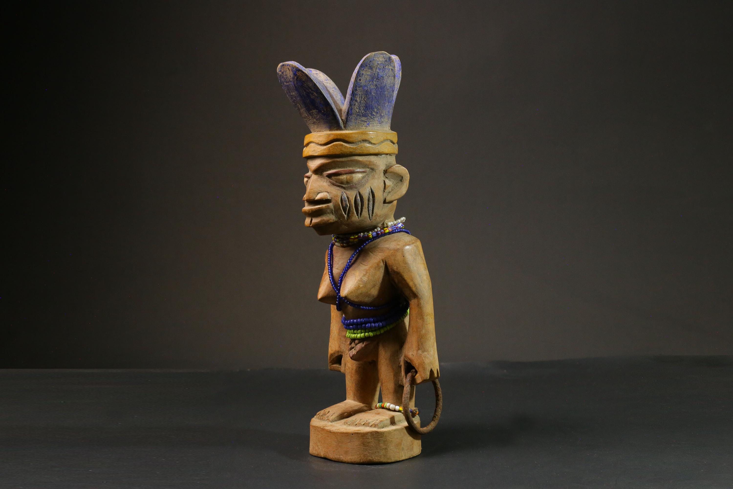 African statue Yourba Figures Peoples Nigeria Sculpture Tribal Handmade-7648