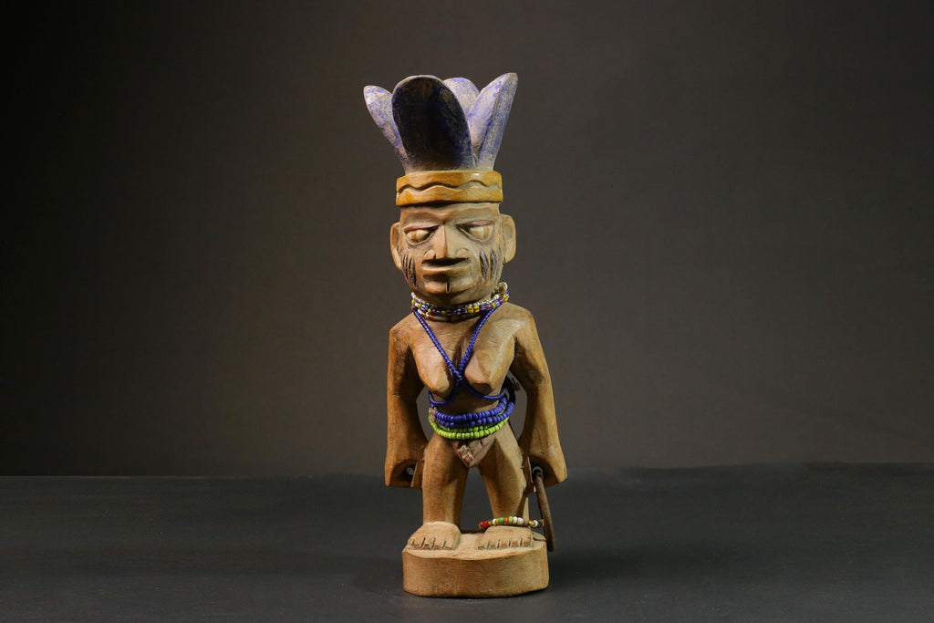 African statue Yourba Figures Peoples Nigeria Sculpture Tribal Handmade-7648