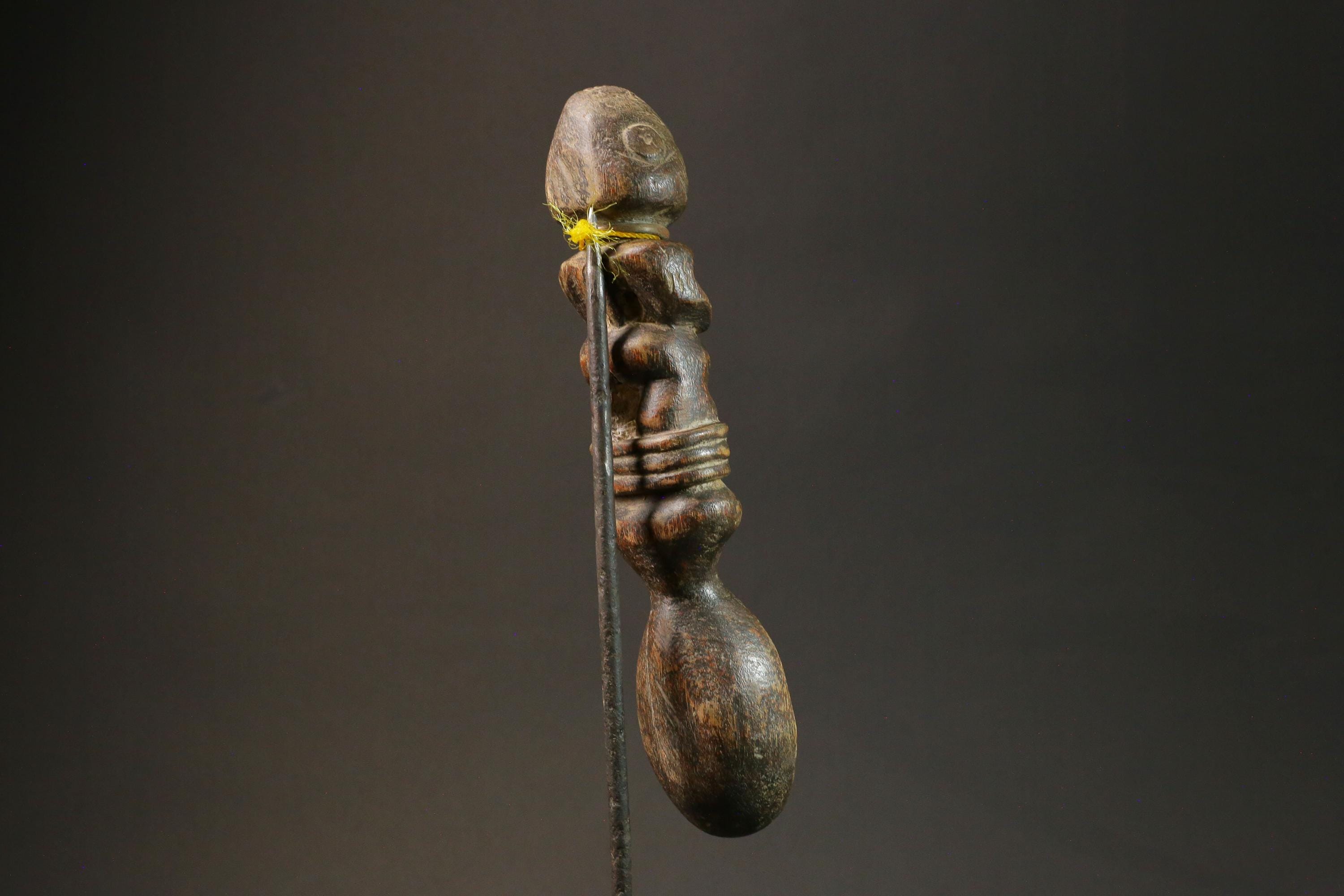 african statue wooden figure Mangbetu Spoon Mask Showcases Impeccable-7528