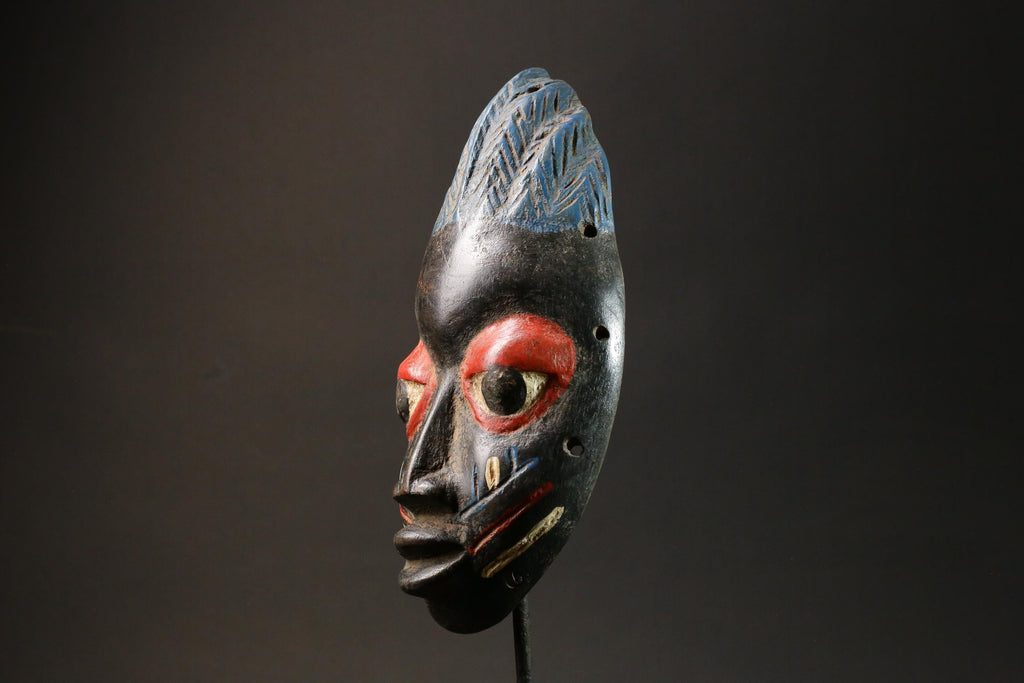African Masks Lega Mask Carved Wall Hanging Primitive Art Masks for wall -G2931