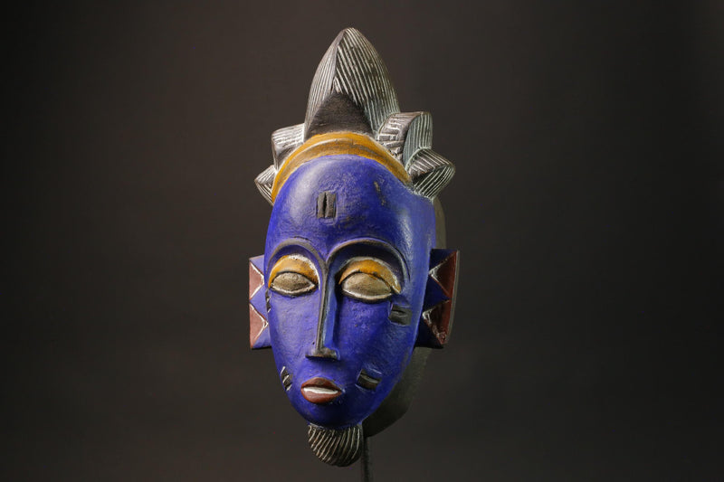 African Wood Mask The Tribal Mask Antiques Traditional Blue Guru Masks for wall-7371