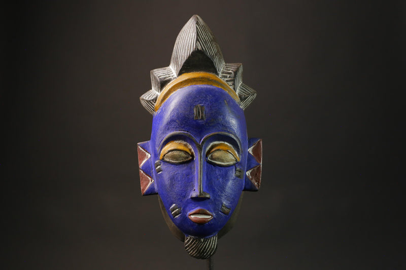 African Wood Mask The Tribal Mask Antiques Traditional Blue Guru Masks for wall-7371