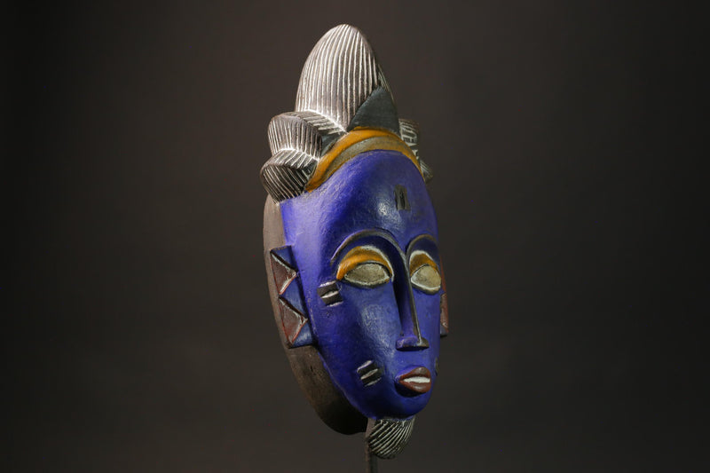 African Wood Mask The Tribal Mask Antiques Traditional Blue Guru Masks for wall-7371