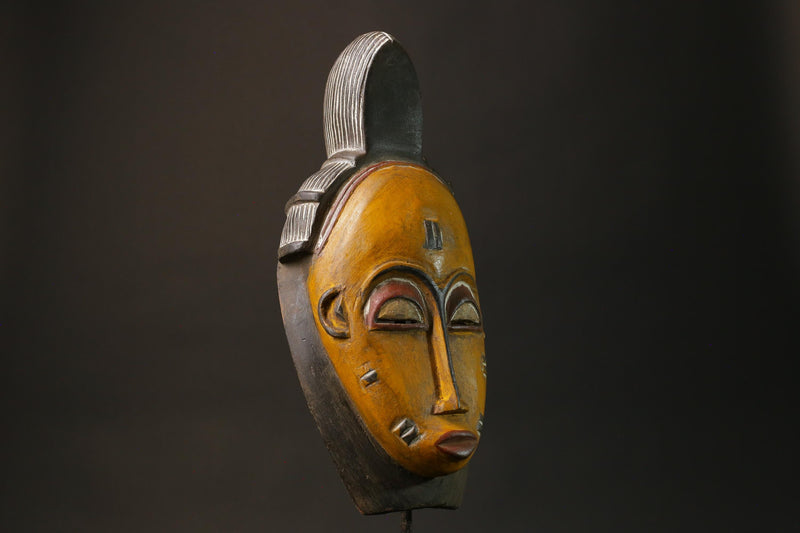 African Tribal Wood masks Home Décor Antiques Traditional yellow Guru Mask-7372