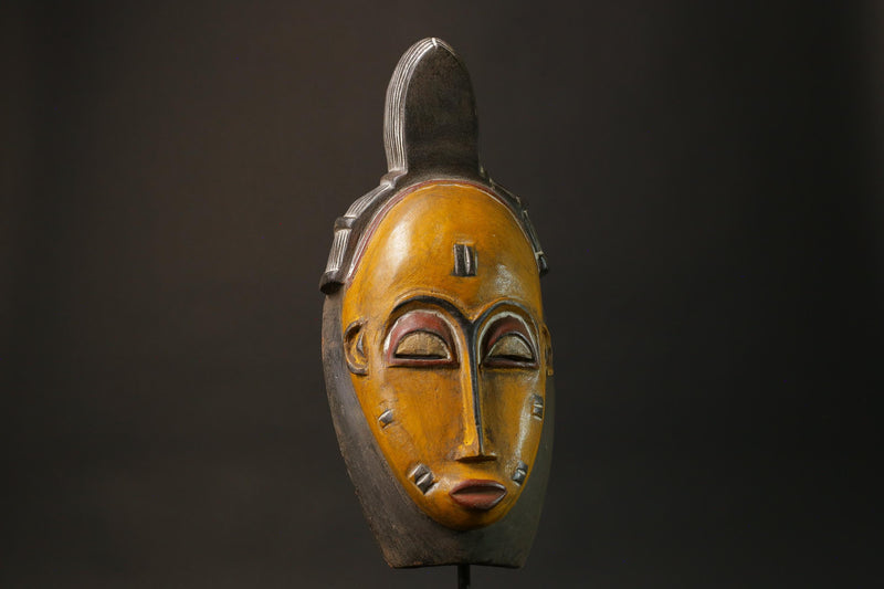 African Tribal Wood masks Home Décor Antiques Traditional yellow Guru Mask-7372