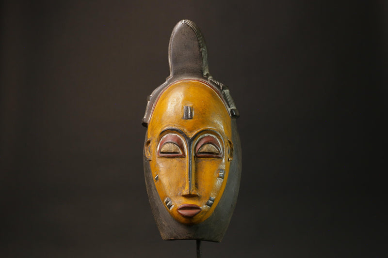 African Tribal Wood masks Home Décor Antiques Traditional yellow Guru Mask-7372