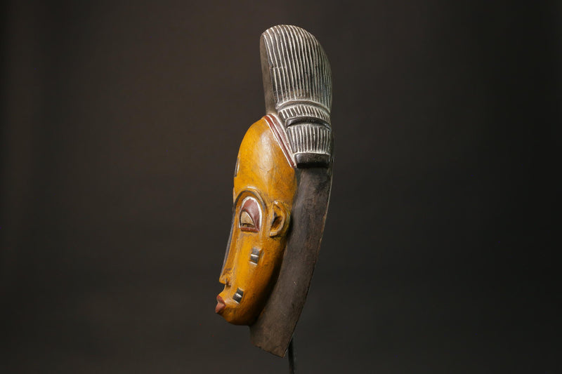 African Tribal Wood masks Home Décor Antiques Traditional yellow Guru Mask-7372