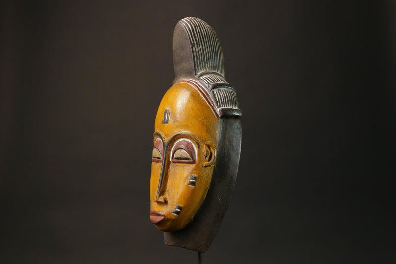 African Tribal Wood masks Home Décor Antiques Traditional yellow Guru Mask-7372