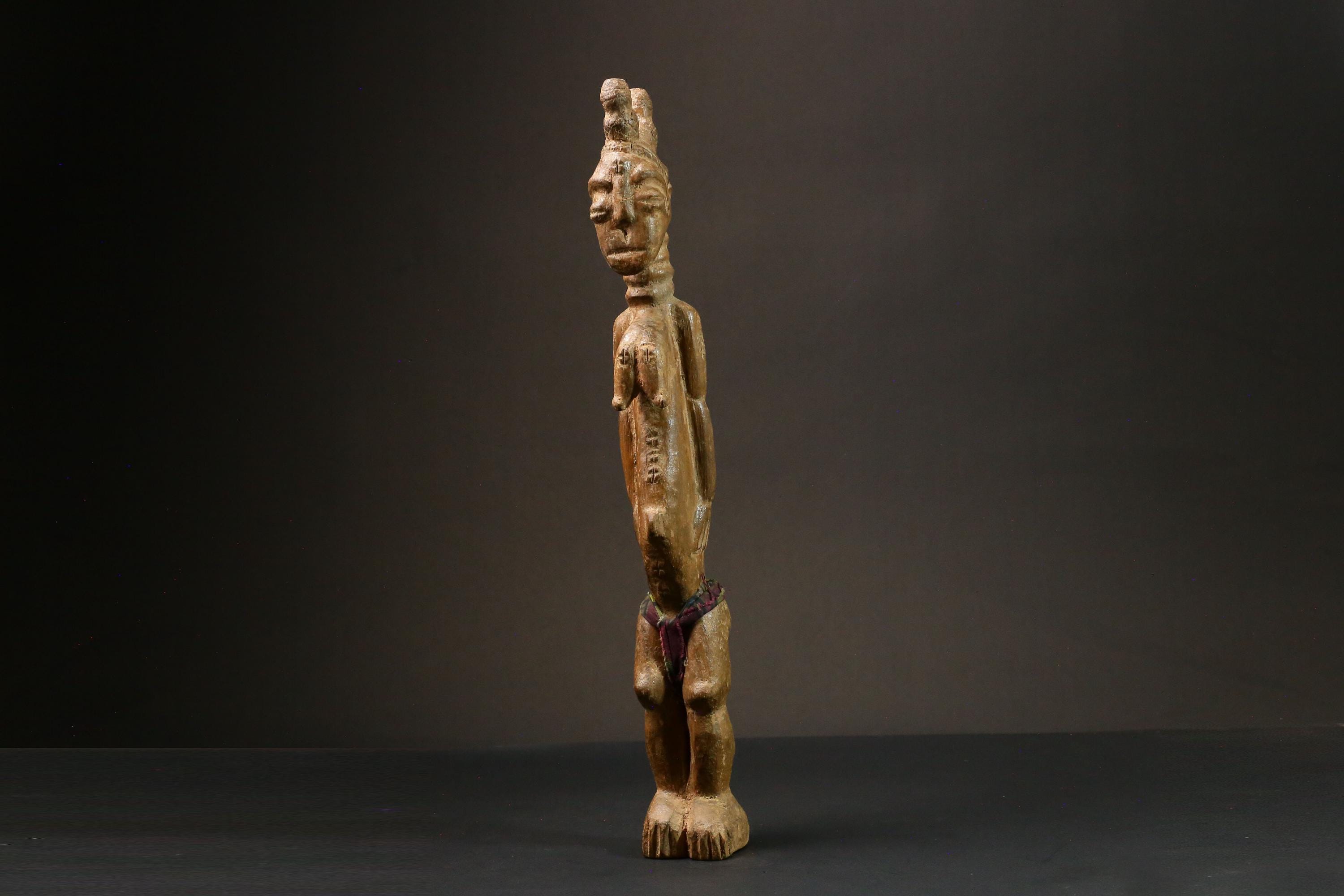 African statue wooden tribal wood Figure Ghana Akua Ba Handmade Kasai-9006