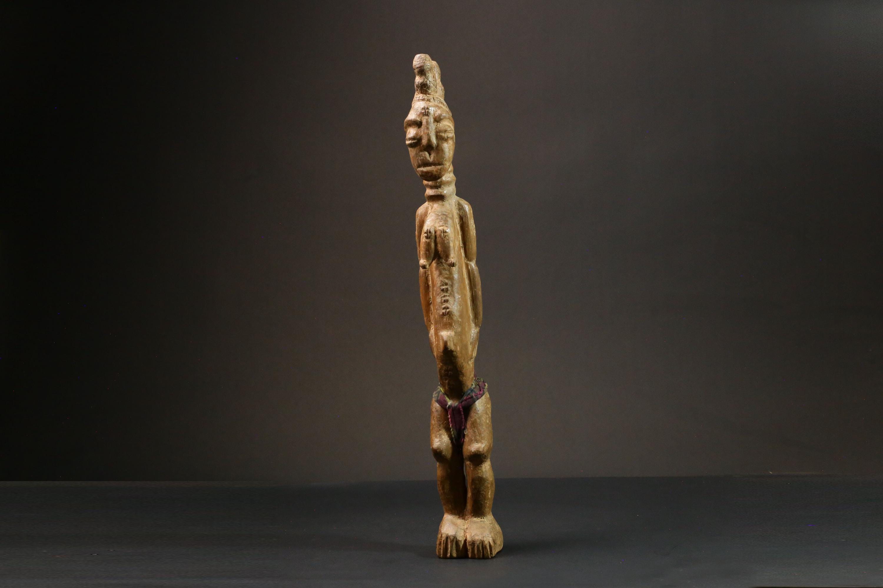 African statue wooden tribal wood Figure Ghana Akua Ba Handmade Kasai-9006