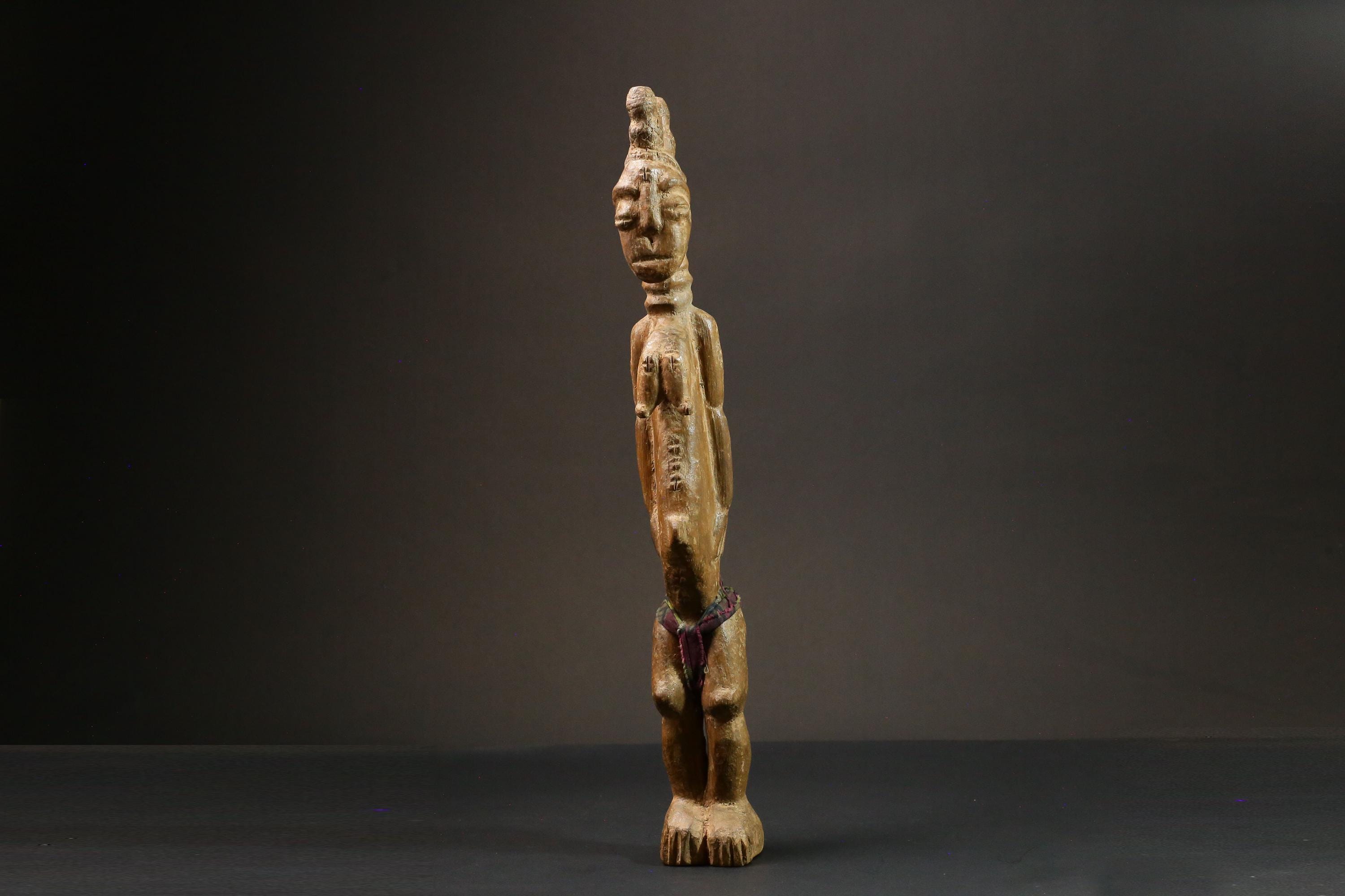 African statue wooden tribal wood Figure Ghana Akua Ba Handmade Kasai-9006