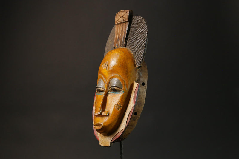 African Tribal Wood masks Home Décor Antiques Traditional yellow Guru Mask-G2738