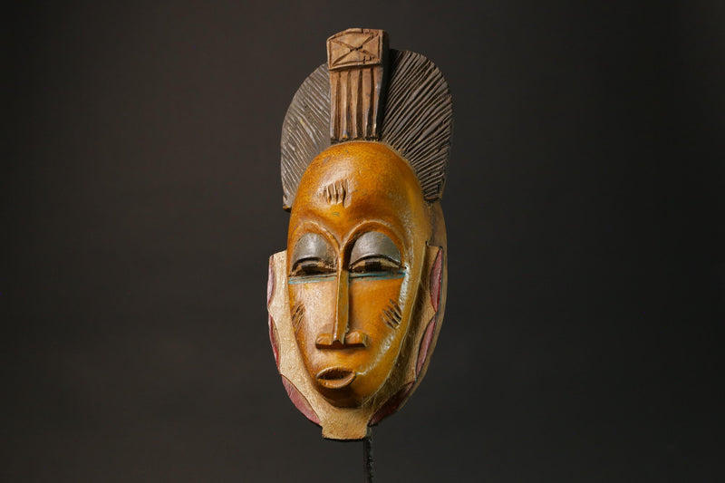 African Tribal Wood masks Home Décor Antiques Traditional yellow Guru Mask-G2738