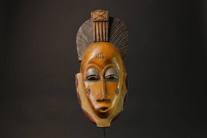 African Tribal Wood masks Home Décor Antiques Traditional yellow Guru Mask-G2738