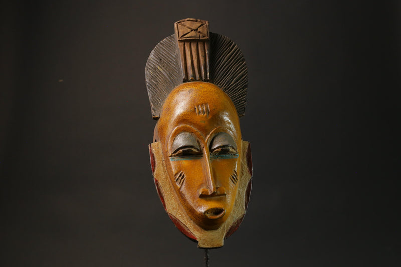 African Tribal Wood masks Home Décor Antiques Traditional yellow Guru Mask-G2738