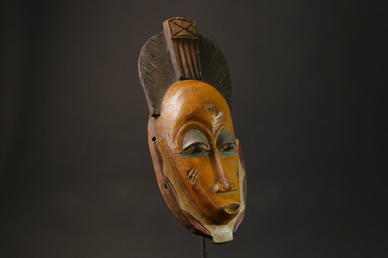 African Tribal Wood masks Home Décor Antiques Traditional yellow Guru Mask-G2738