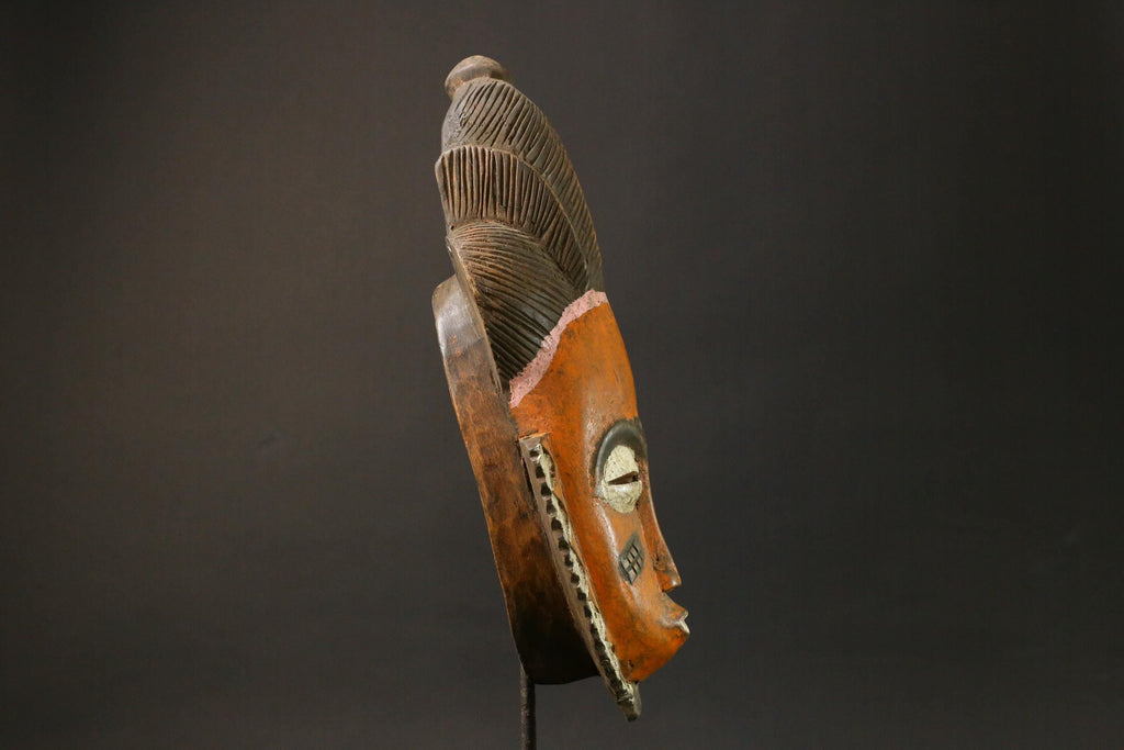 African mask wood Baule real figure vintage vintage African masks for wall-7747
