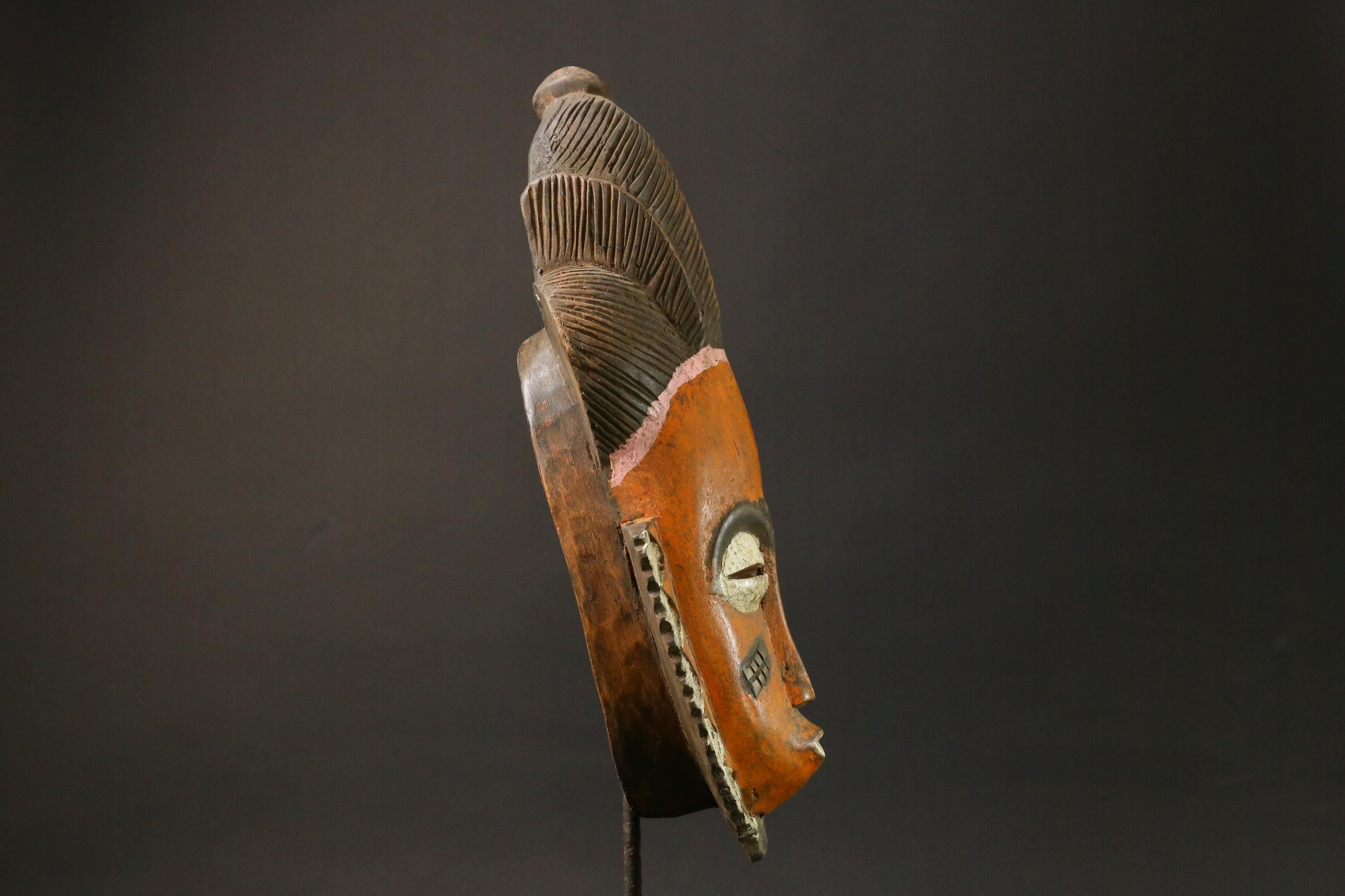 African mask wood Baule real figure vintage vintage African masks for wall-7747