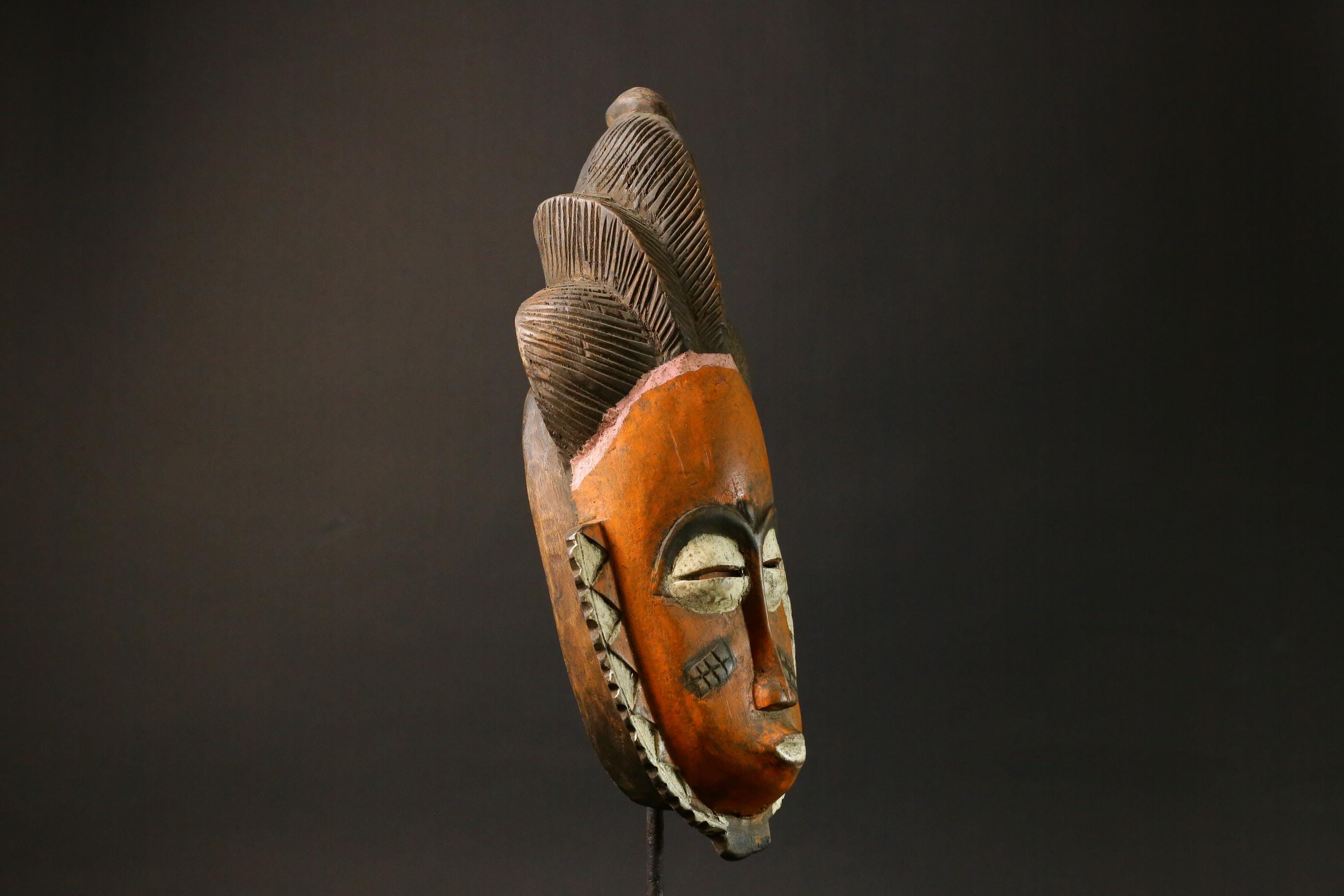African mask wood Baule real figure vintage vintage African masks for wall-7747