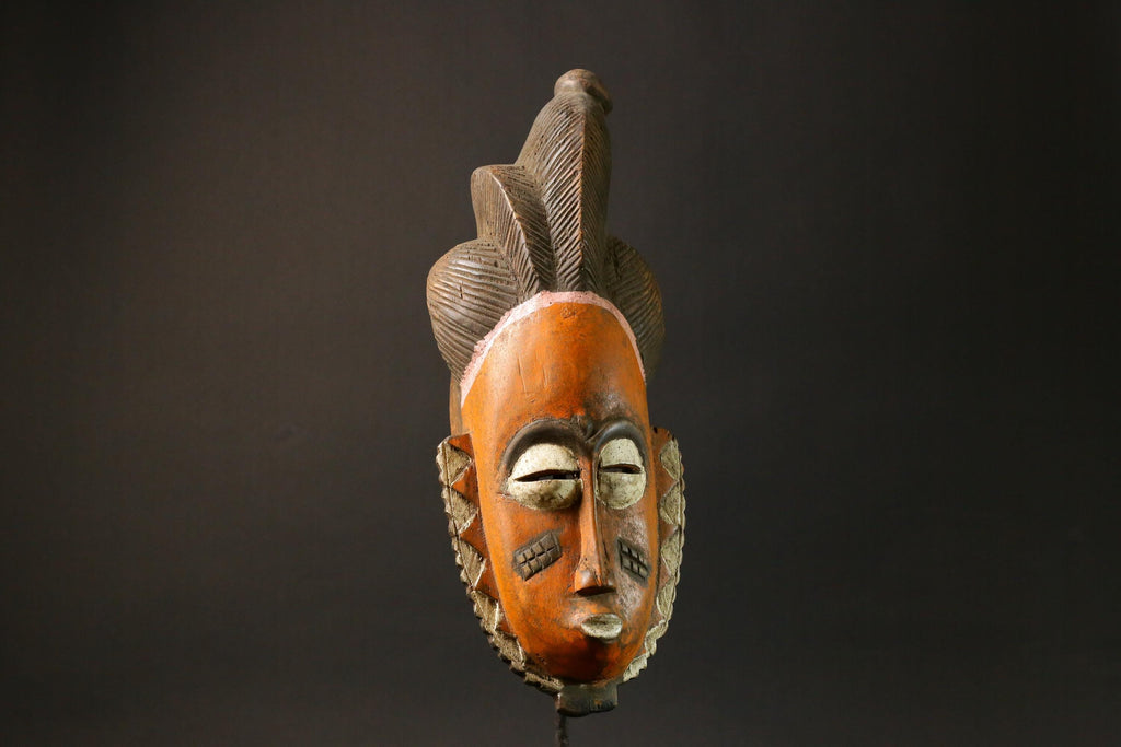 African mask wood Baule real figure vintage vintage African masks for wall-7747