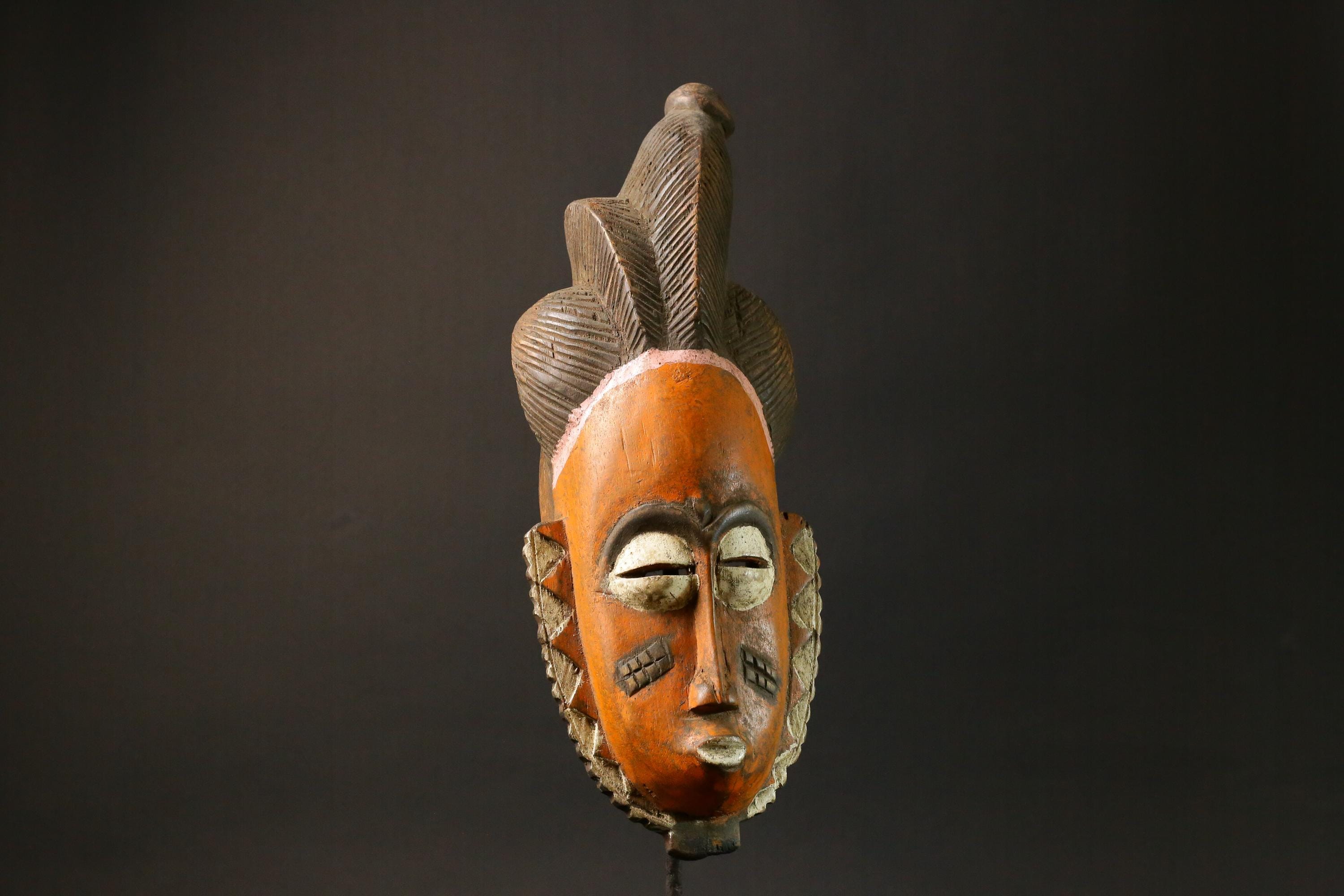 African mask wood Baule real figure vintage vintage African masks for wall-7747