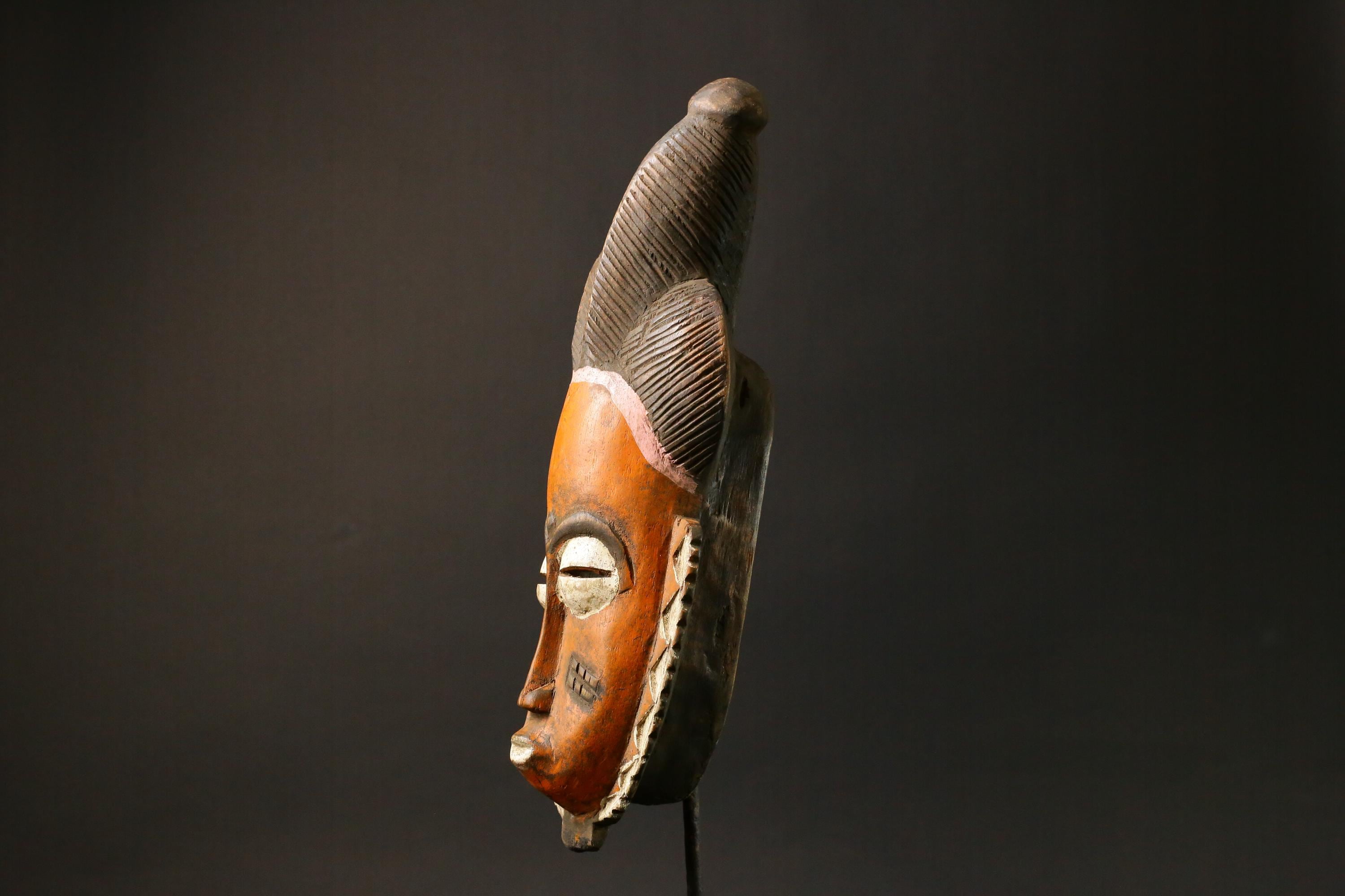 African mask wood Baule real figure vintage vintage African masks for wall-7747