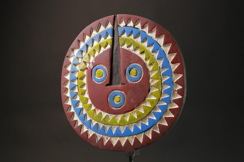 African mask wood African real figure vintage masks for wall Large Bwa Sun Mask Burkina Faso -G1072