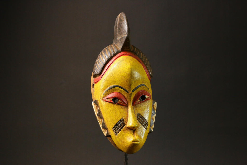 African mask Use tribal Baule Wall Hanging Primitive Art Collectibles Masks for wall-G2972
