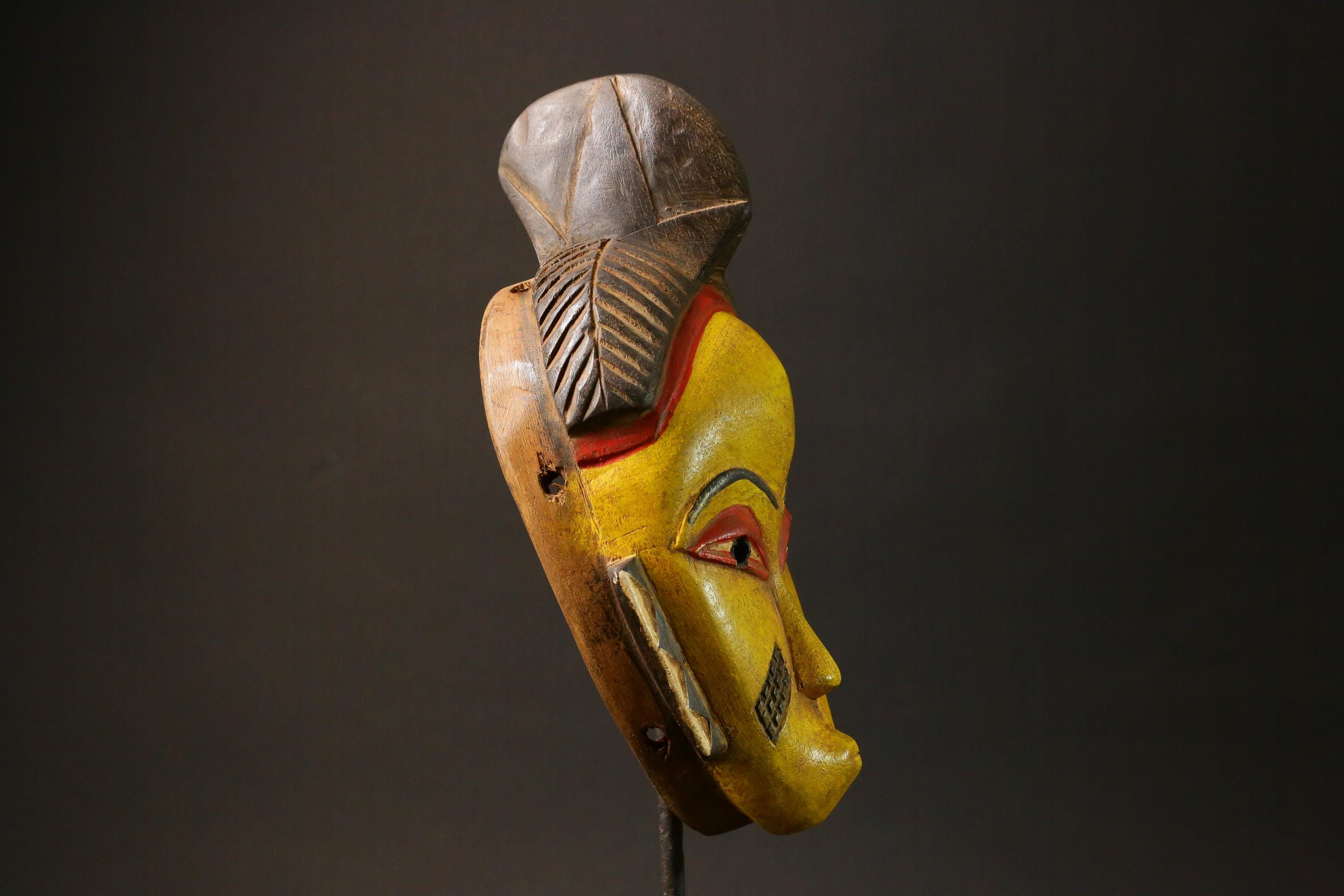 African mask Use tribal Baule Wall Hanging Primitive Art Collectibles Masks for wall-G2972
