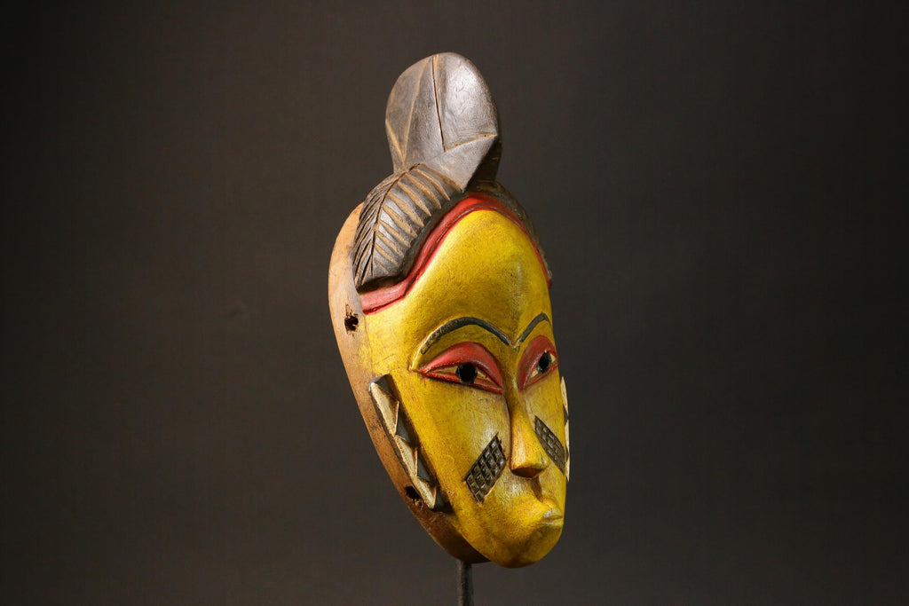African mask Use tribal Baule Wall Hanging Primitive Art Collectibles Masks for wall-G2972