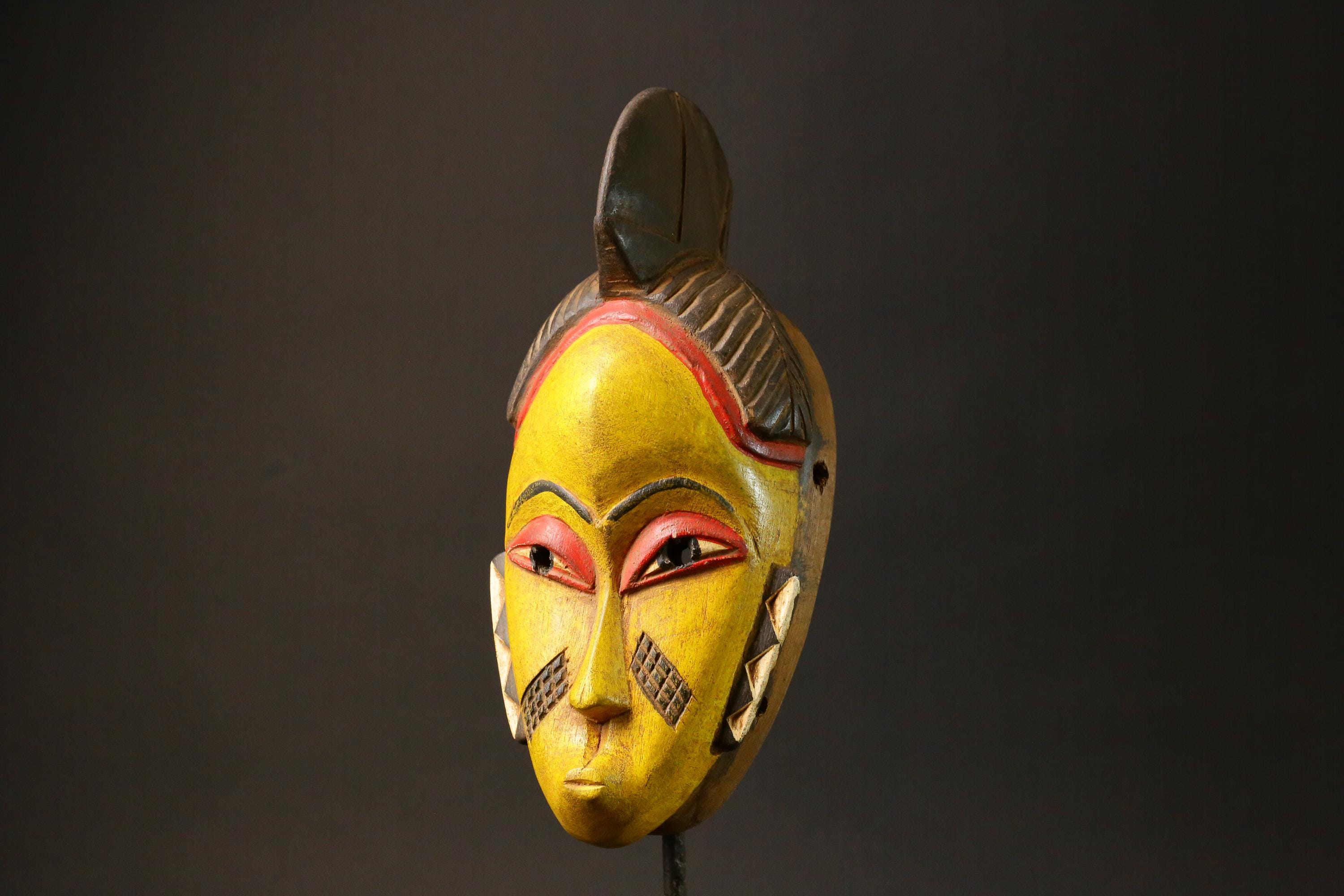 African mask Use tribal Baule Wall Hanging Primitive Art Collectibles Masks for wall-G2972