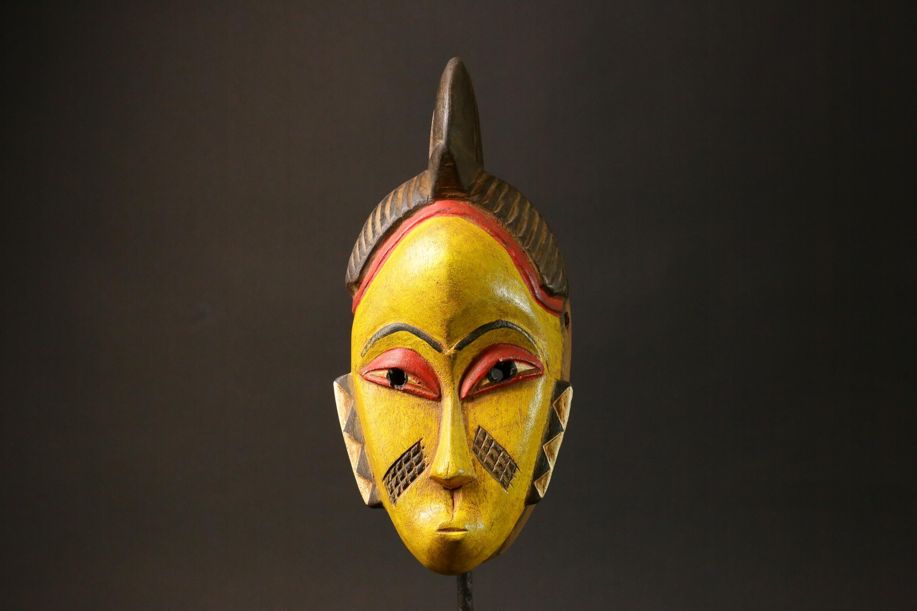 African mask Use tribal Baule Wall Hanging Primitive Art Collectibles Masks for wall-G2972