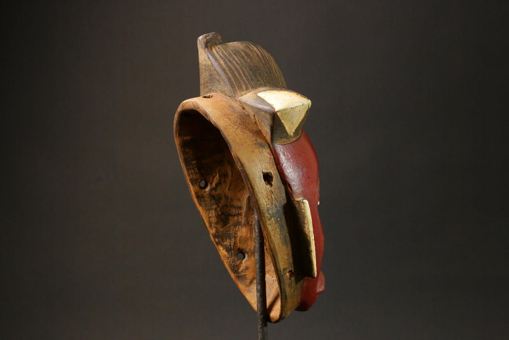 African mask wood Baule real figure vintage vintage African masks for wall-G2975